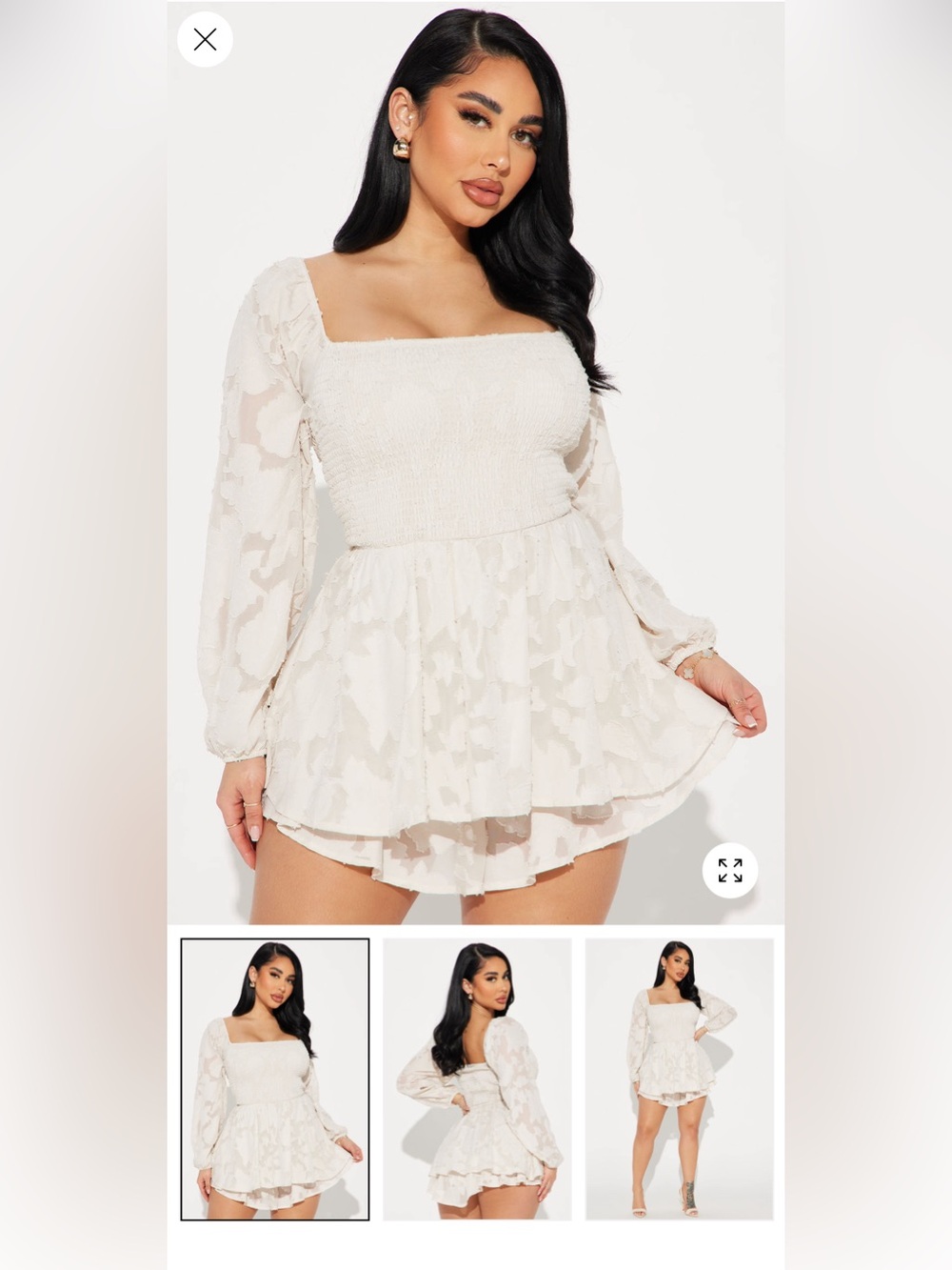 Textured Floral Smocked ROMPER - Picture 4 of 4